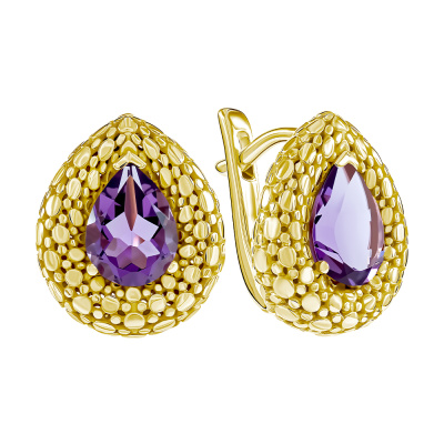 Серьги из золота с камнем аметист фото, цены
