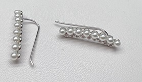 Серьги из серебра с камнем Фианит, Жемчуг иск. фото, цены