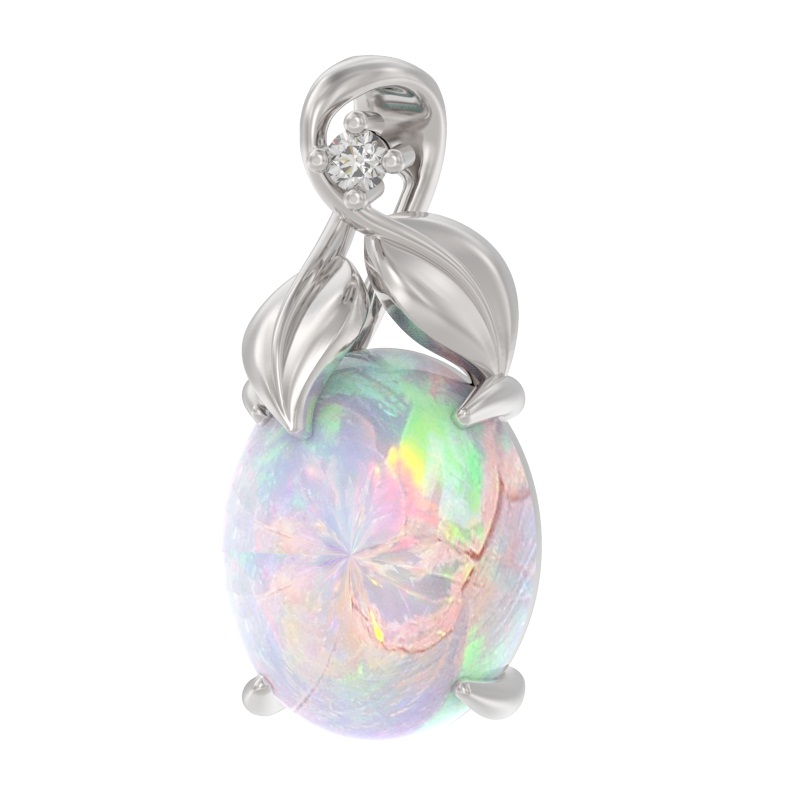 Подвеска из серебра с камнем Фианит, Опал иск. фото, цены