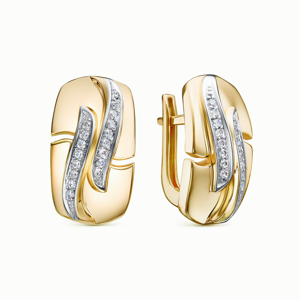 Серьги из золота с камнем Фианит фото, цены