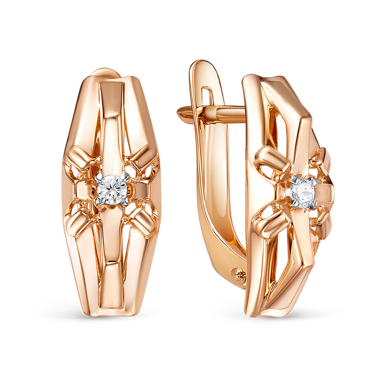 Серьги из золота с камнем Фианит фото, цены