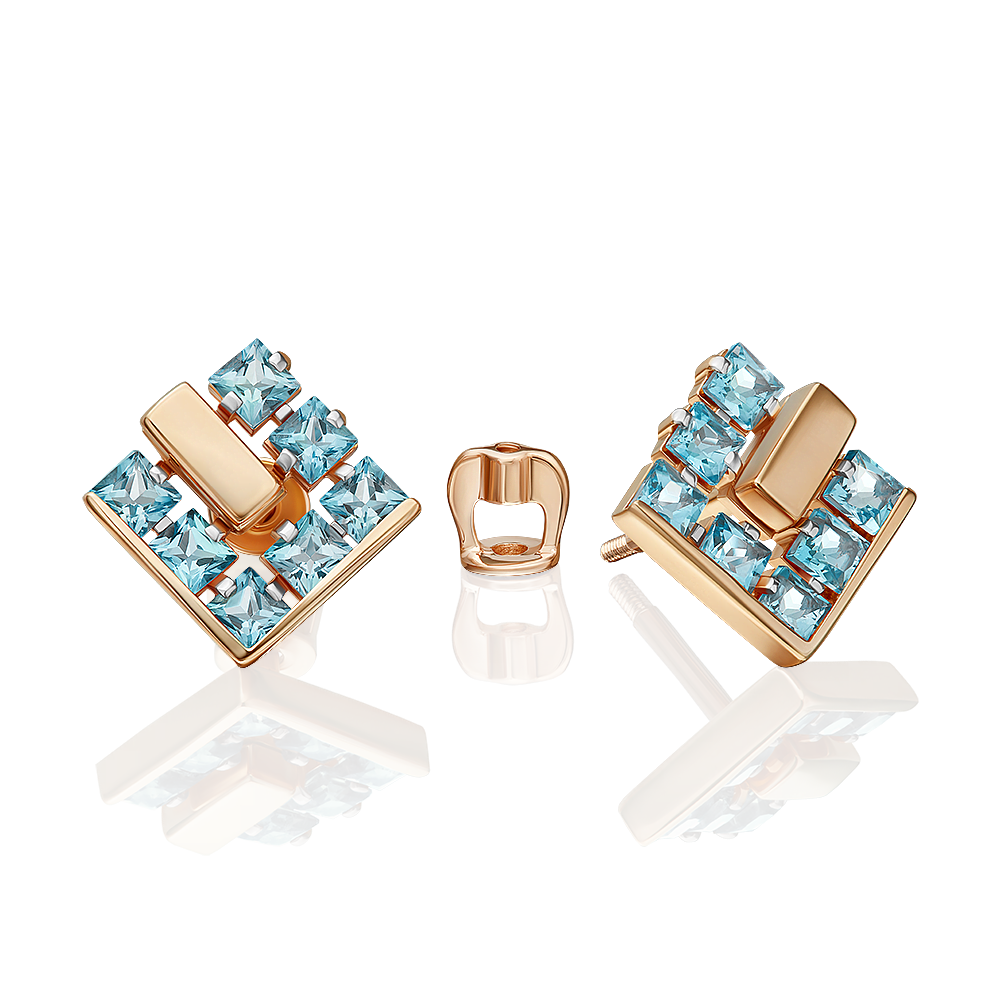 Пуссеты из золота с камнем Топаз фото, цены