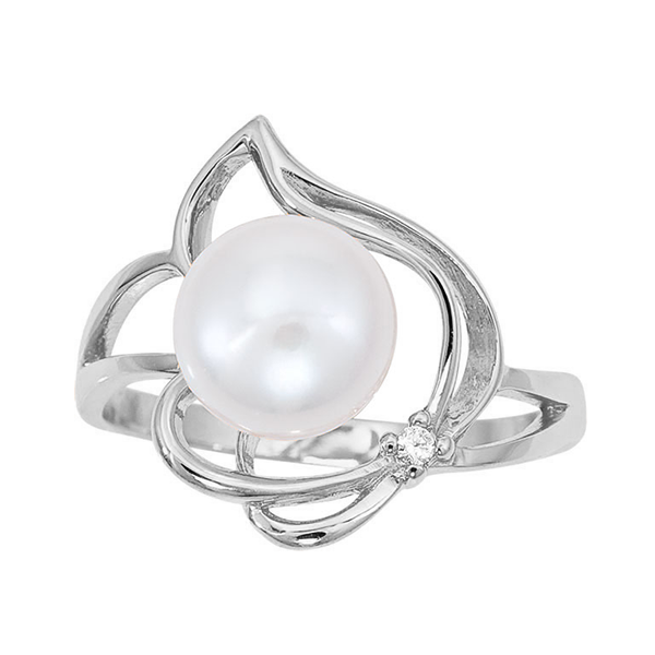 Кольцо из серебра с камнем Жемчуг, Фианит фото, цены