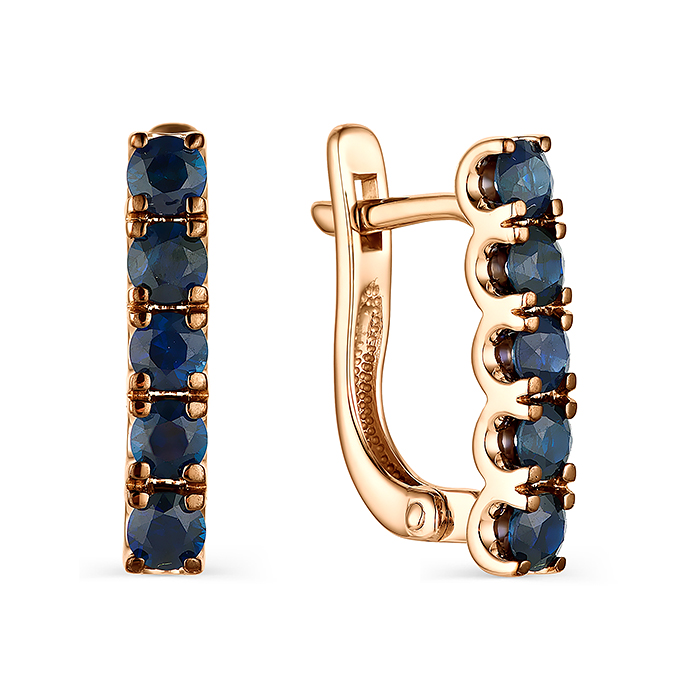 Серьги из золота с камнем Сапфир фото, цены