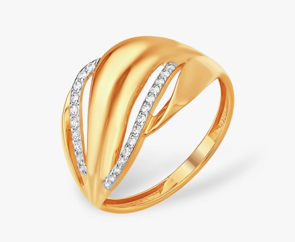 Кольцо из золота с камнем Фианит фото, цены