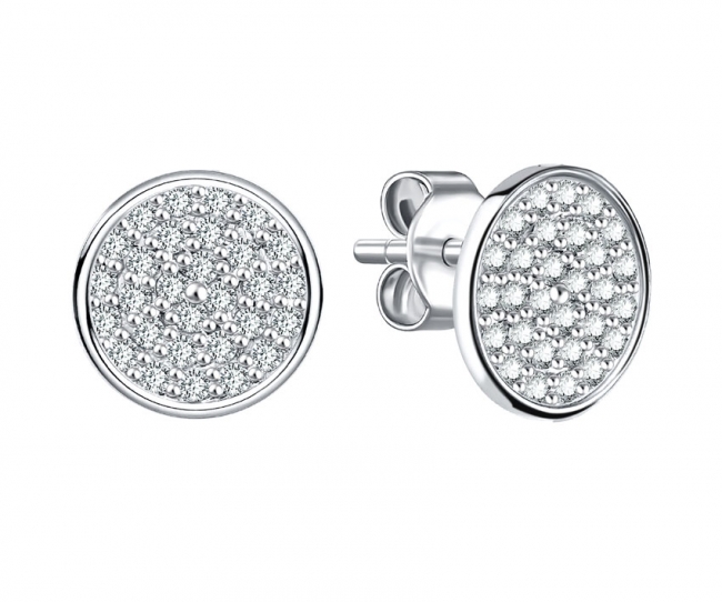 Пуссеты из серебра с камнем Фианит фото, цены