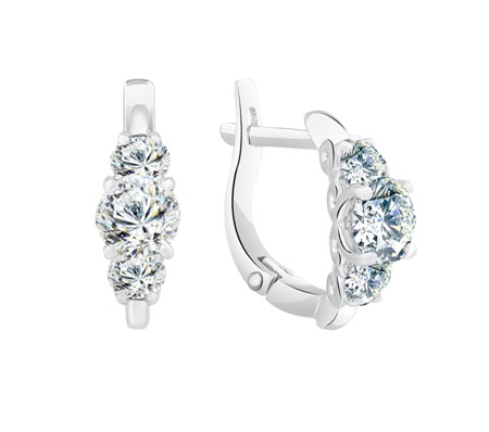 Серьги из серебра с камнем Фианит фото, цены