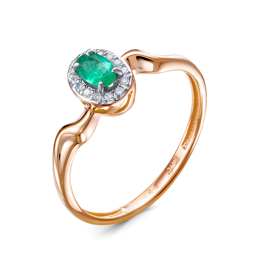 Кольцо из золота с камнем Бриллиант, Изумруд фото, цены