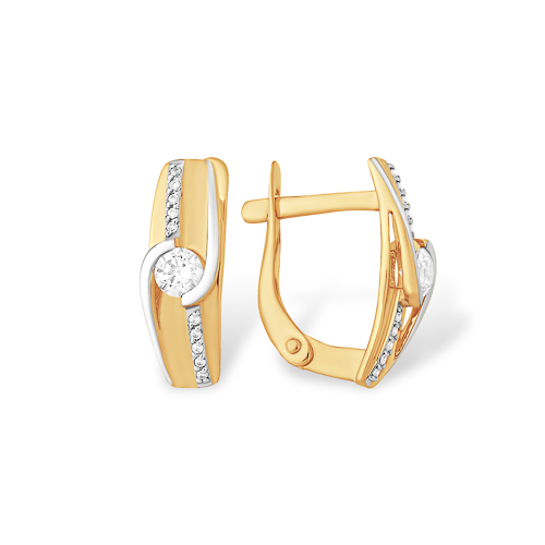 Серьги из золота с камнем Фианит фото, цены