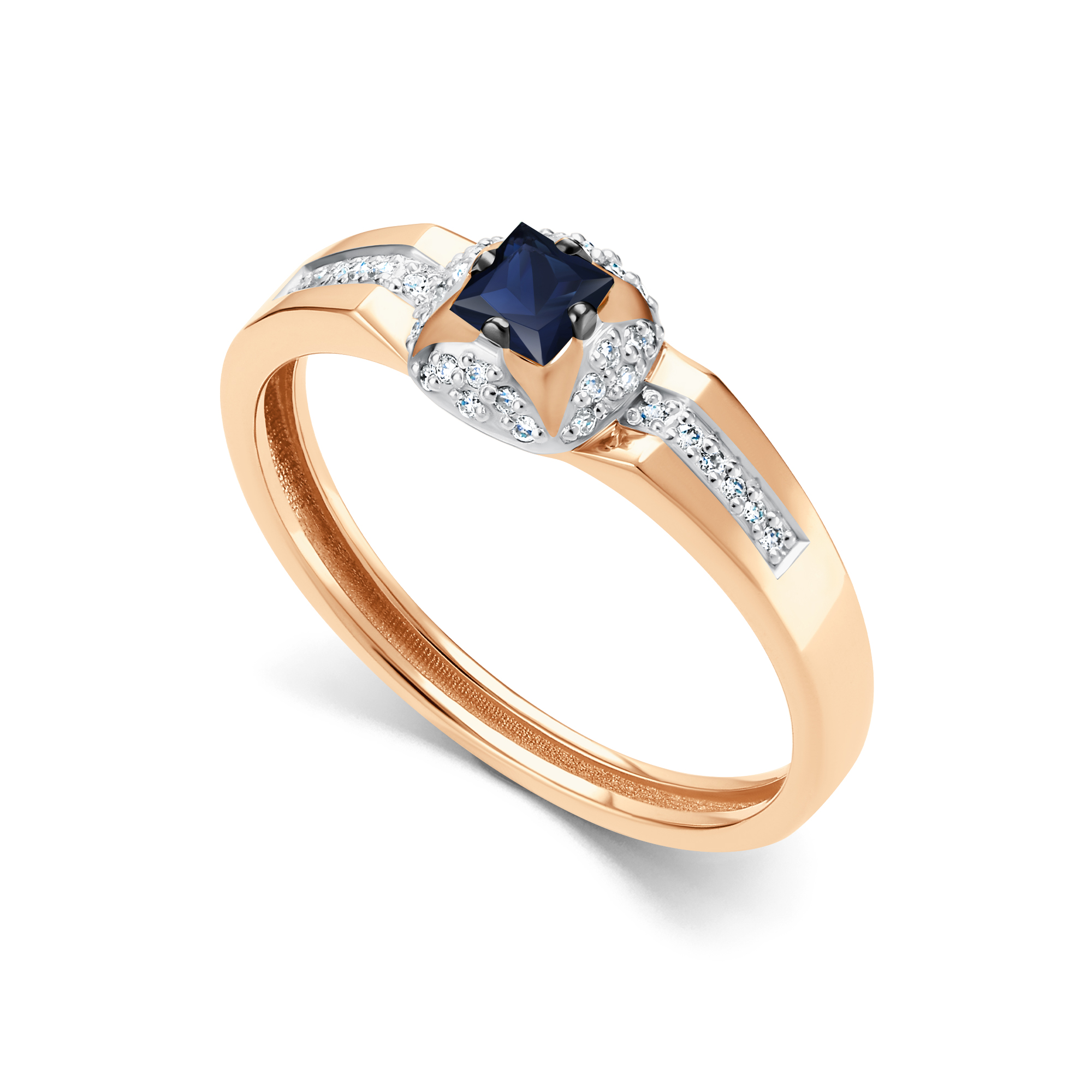 Кольцо из золота с камнем Бриллиант, Сапфир фото, цены