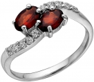 Кольцо из серебра с камнем Гранат, Куб цирконий фото, цены