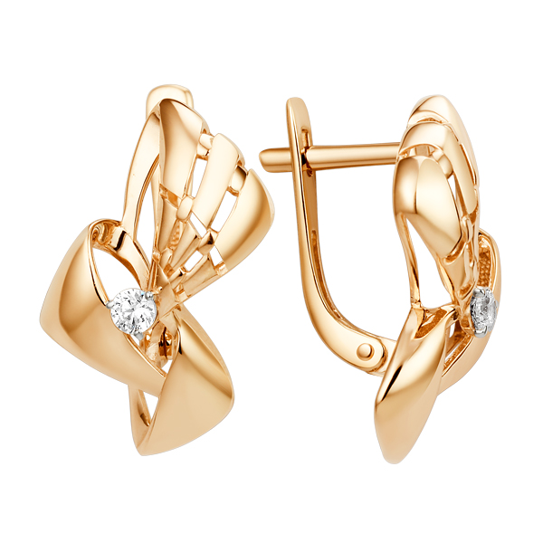 Серьги из золота с камнем Фианит фото, цены