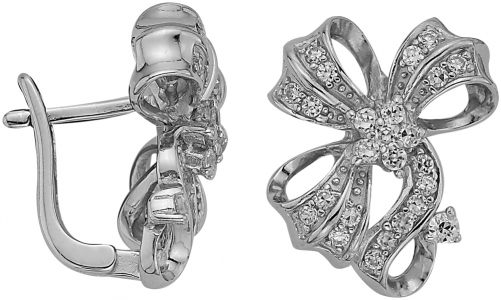 Серьги из серебра с камнем Циркон фото, цены