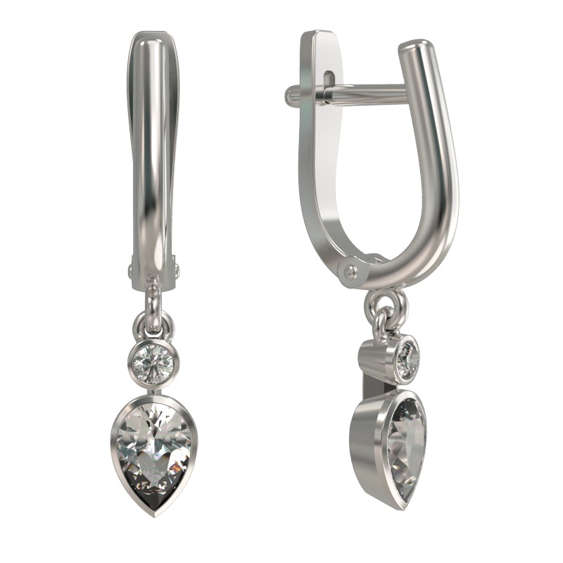 Серьги из серебра с камнем Фианит фото, цены