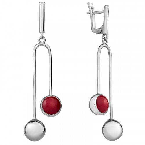 Серьги из серебра с камнем Гранат фото, цены