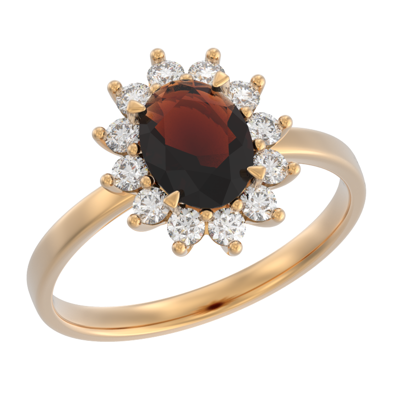 Кольцо из золота с камнем Гранат, Фианит фото, цены