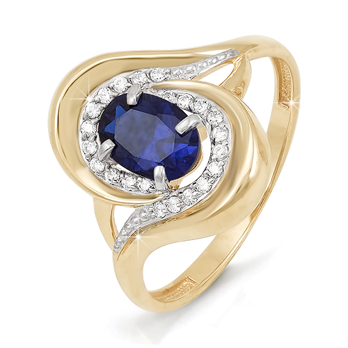 Кольцо из золота с камнем Бриллиант, Сапфир фото, цены