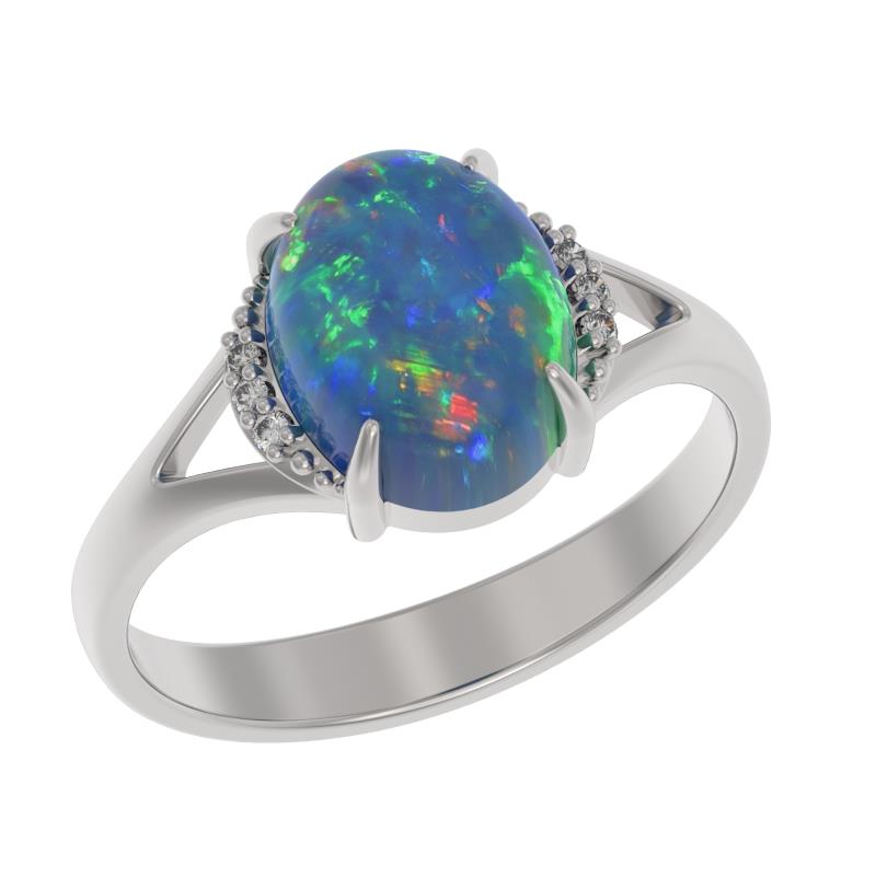 Кольцо из серебра с камнем Фианит, Опал иск. фото, цены