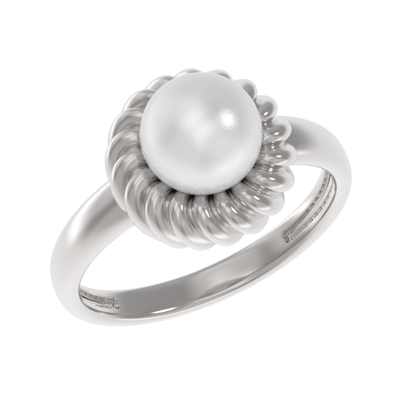 Кольцо из серебра с камнем Жемчуг фото, цены