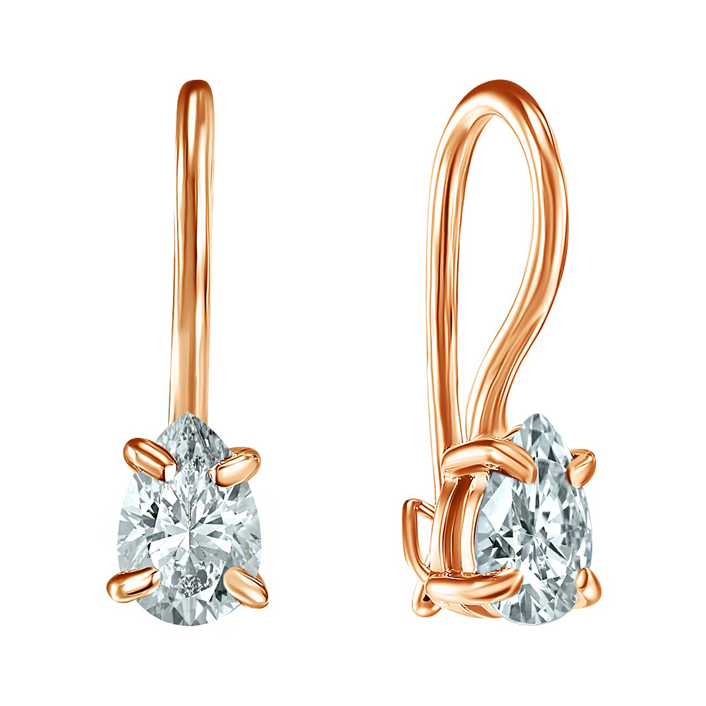 Серьги из золота с камнем Фианит фото, цены