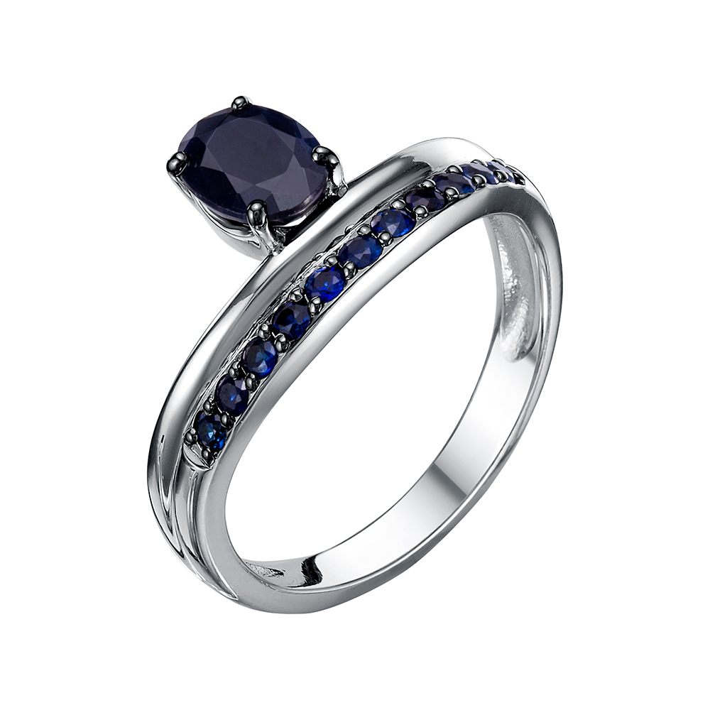 Кольцо из серебра с камнем Сапфир фото, цены
