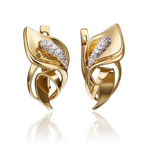 Серьги из золота с камнем Фианит фото, цены