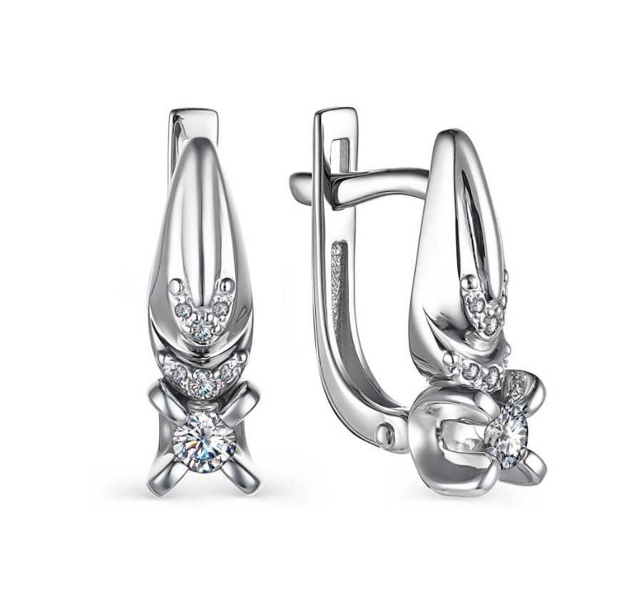 Серьги из золота с камнем Бриллиант фото, цены