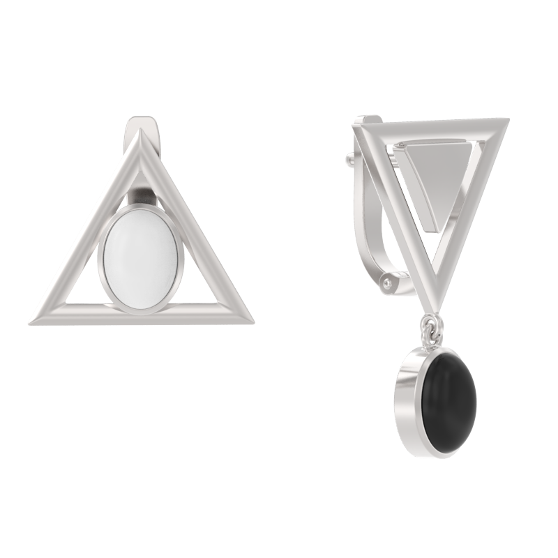 Серьги из серебра с камнем Агат фото, цены