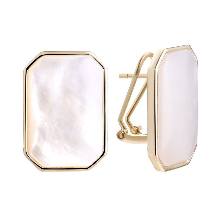 Серьги из серебра с камнем Перламутр фото, цены