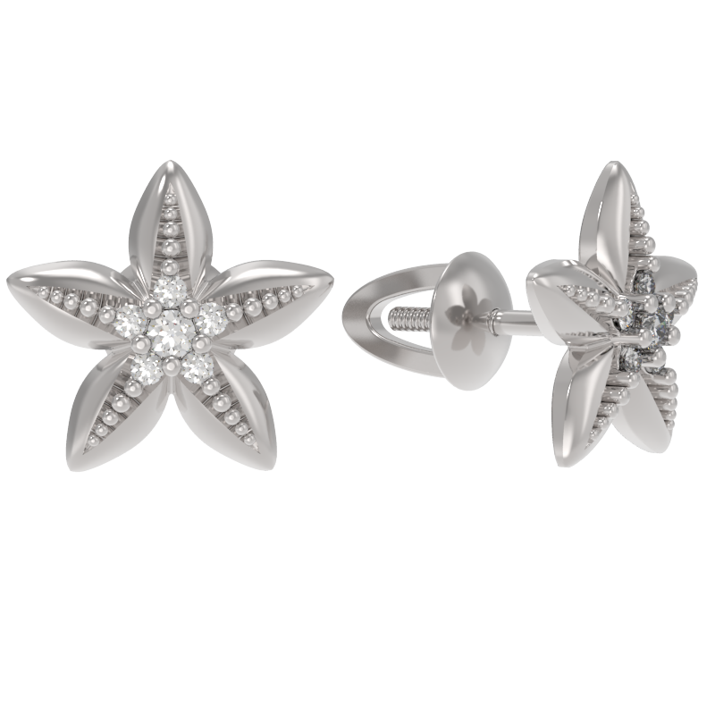 Пуссеты из серебра с камнем Фианит фото, цены