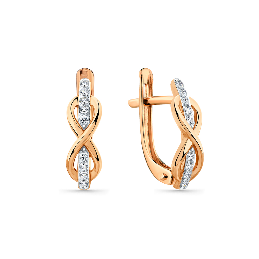 Серьги из золота с камнем Фианит фото, цены