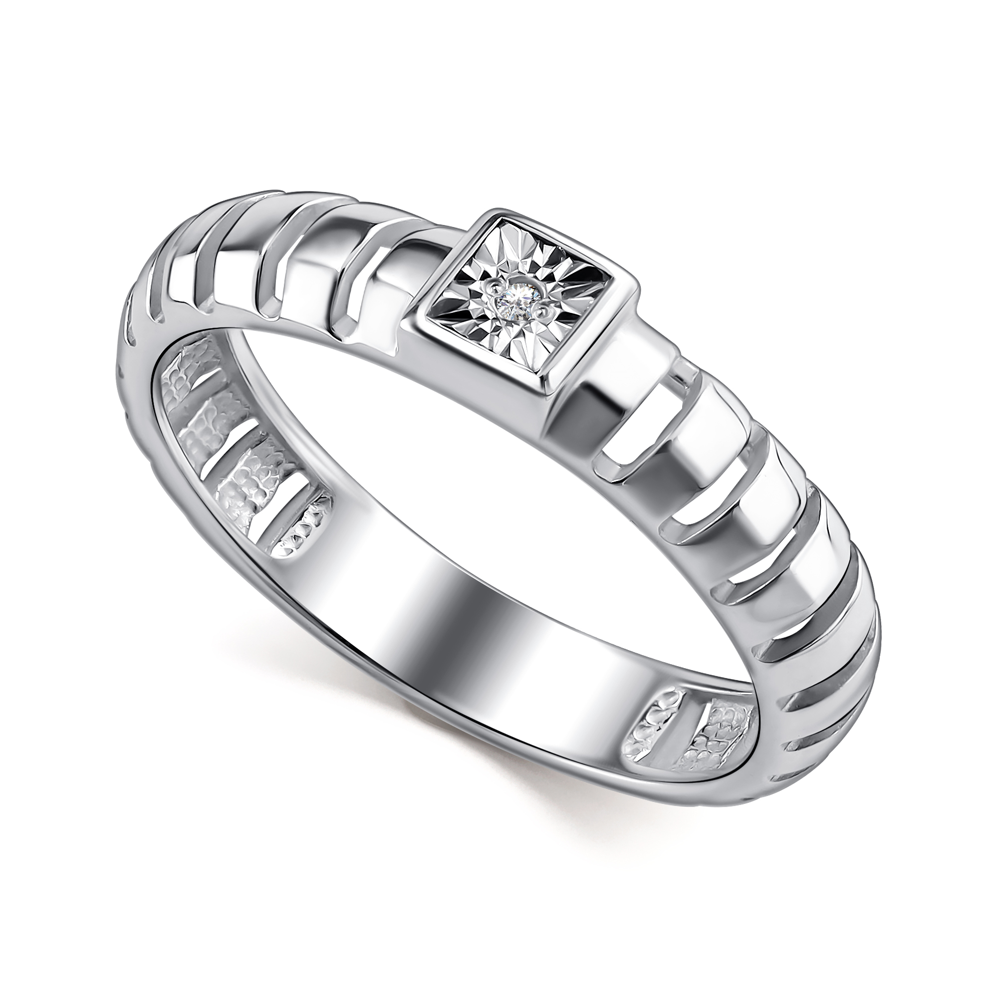 Кольцо из серебра с камнем Бриллиант фото, цены