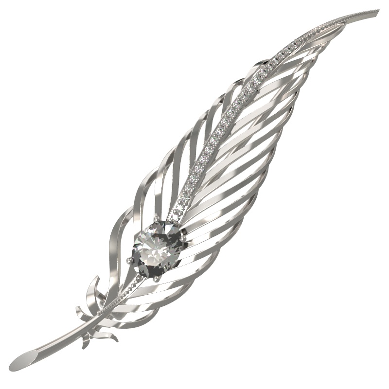 Брошь из серебра с камнем Фианит фото, цены