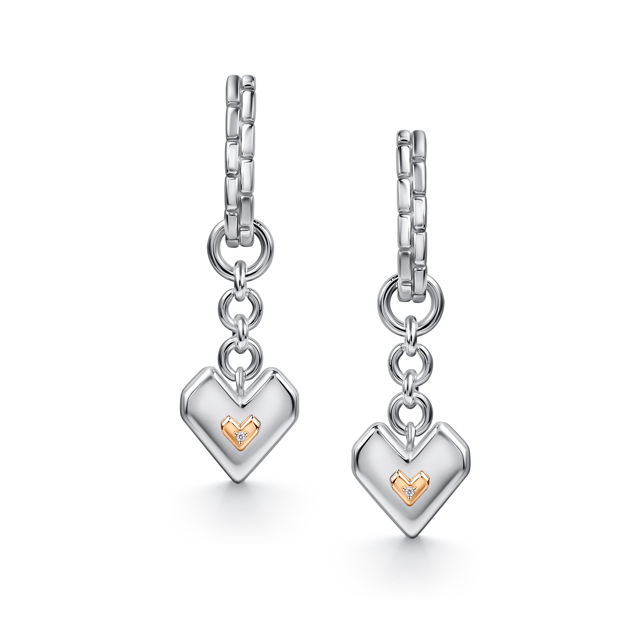 Серьги из серебра с камнем Бриллиант, вставками золота фото, цены