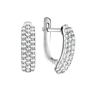 Серьги из серебра с камнем Фианит фото, цены