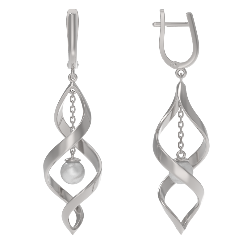 Серьги из серебра с камнем Жемчуг фото, цены