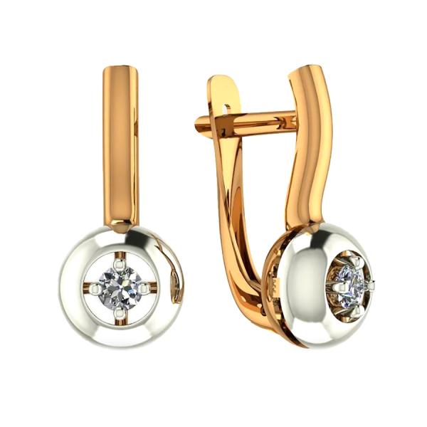 Серьги из золота с камнем Фианит фото, цены