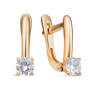 Серьги из золота с камнем Фианит фото, цены