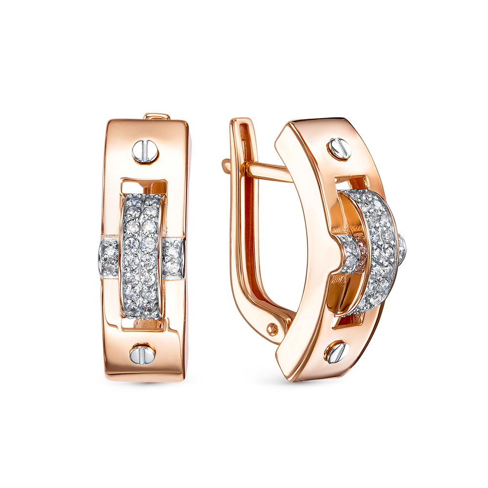 Серьги из золота с камнем Фианит фото, цены