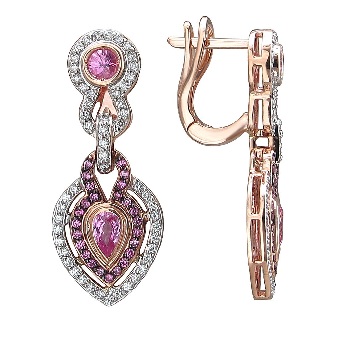 Серьги из золота с камнем Бриллиант, Сапфир фото, цены