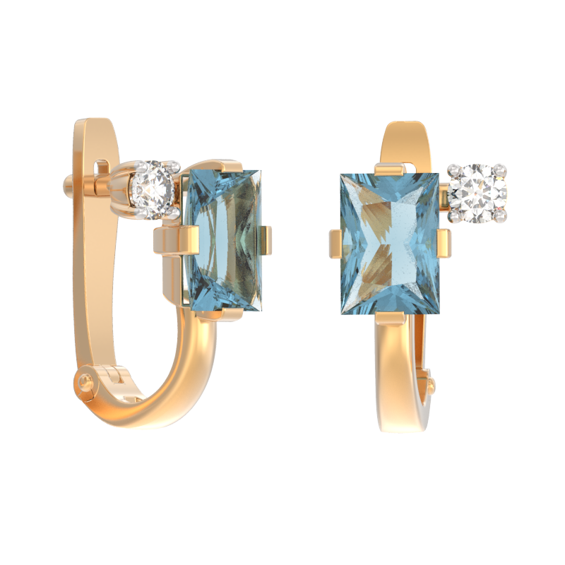 Серьги из золота с камнем Топаз, Фианит фото, цены
