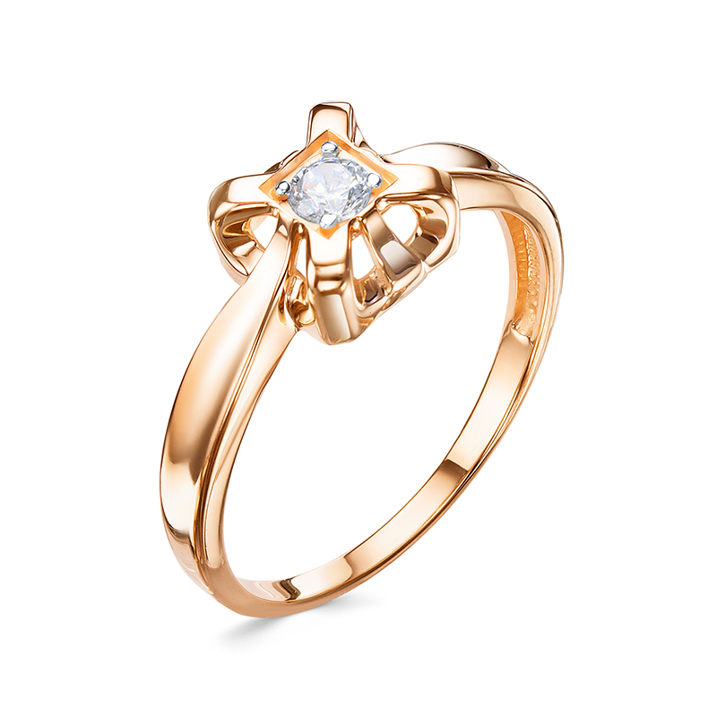 Кольцо из золота с камнем Фианит фото, цены