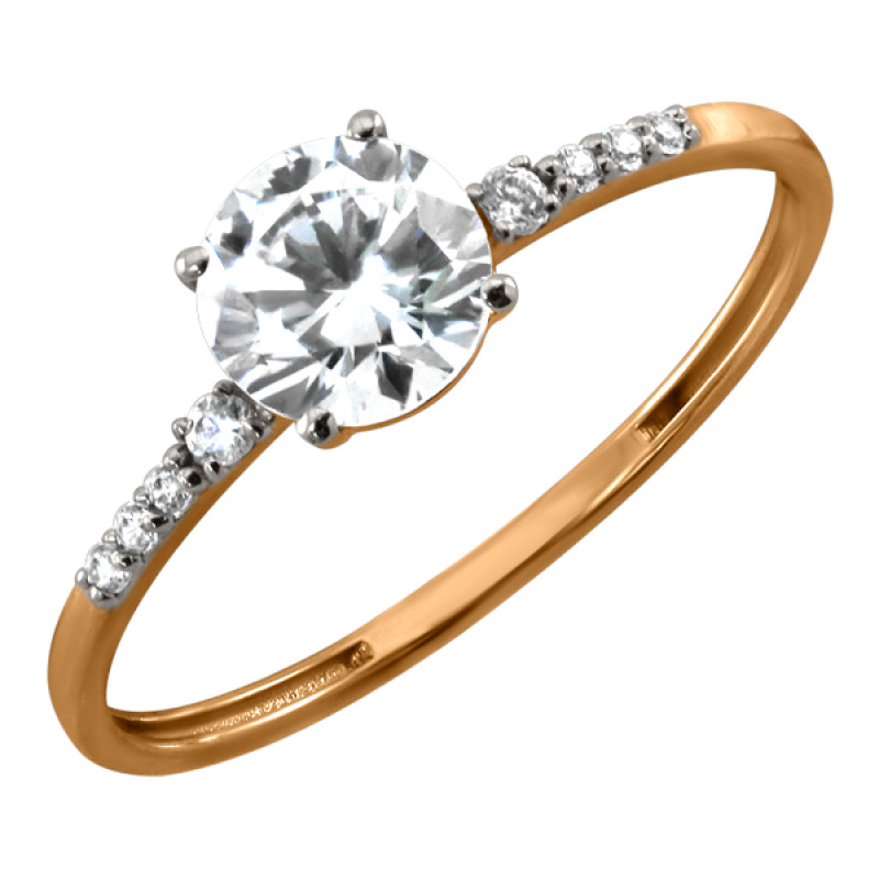 Кольцо из золота с камнем Фианит фото, цены