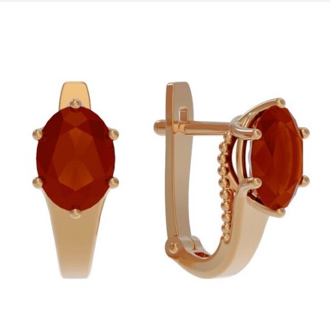Серьги из золота с камнем Гранат фото, цены