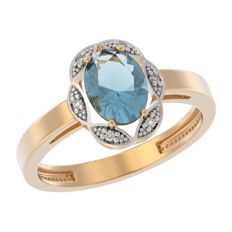 Кольцо из золота с камнем Топаз, Фианит фото, цены