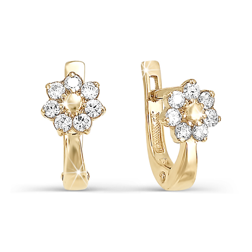 Серьги из золота с камнем Фианит фото, цены