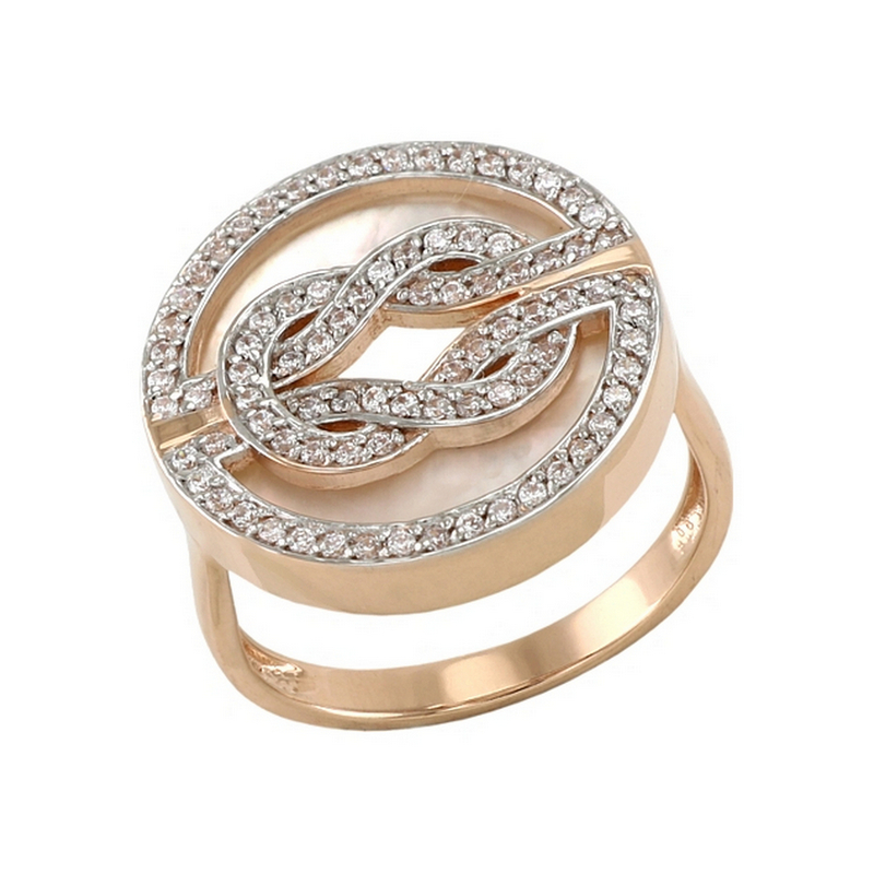 Кольцо из серебра с камнем Фианит, Перламутр фото, цены