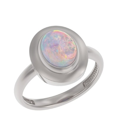 Кольцо из серебра с камнем Опал иск. фото, цены