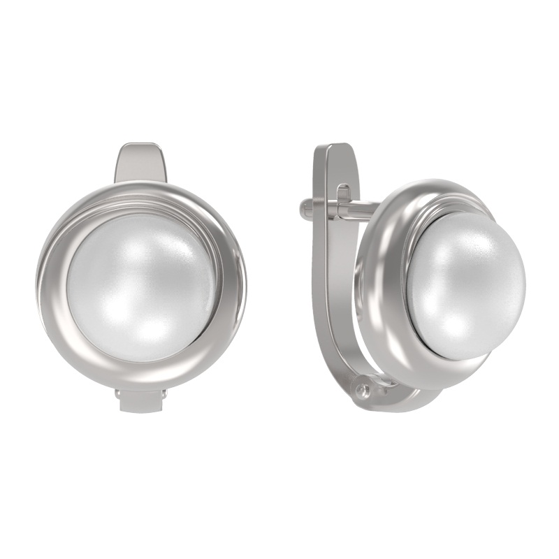 Серьги из серебра с камнем Жемчуг фото, цены