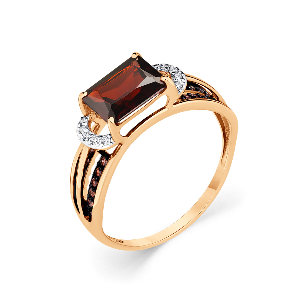 Кольцо из золота с камнем Гранат, Фианит фото, цены